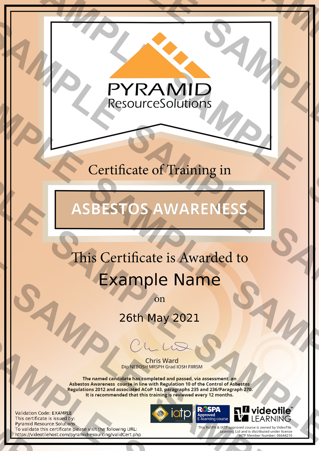 sample certificate