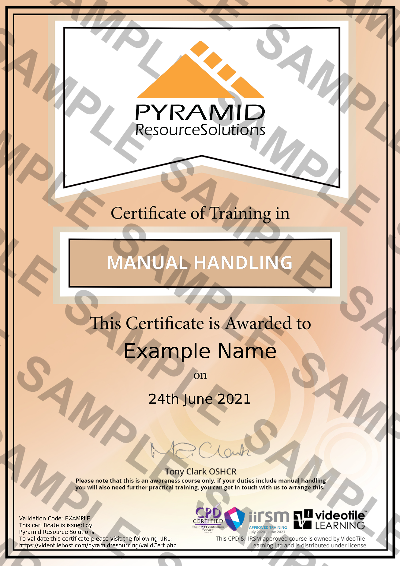 sample certificate