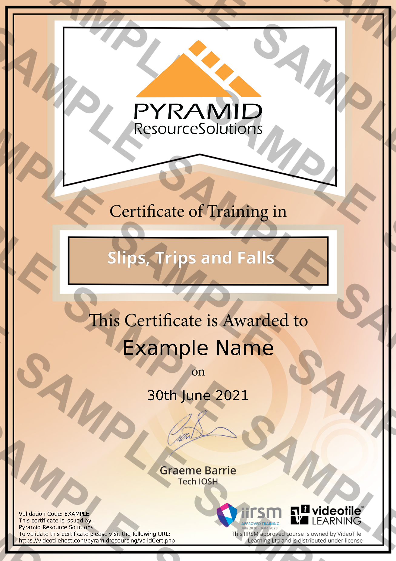 sample certificate